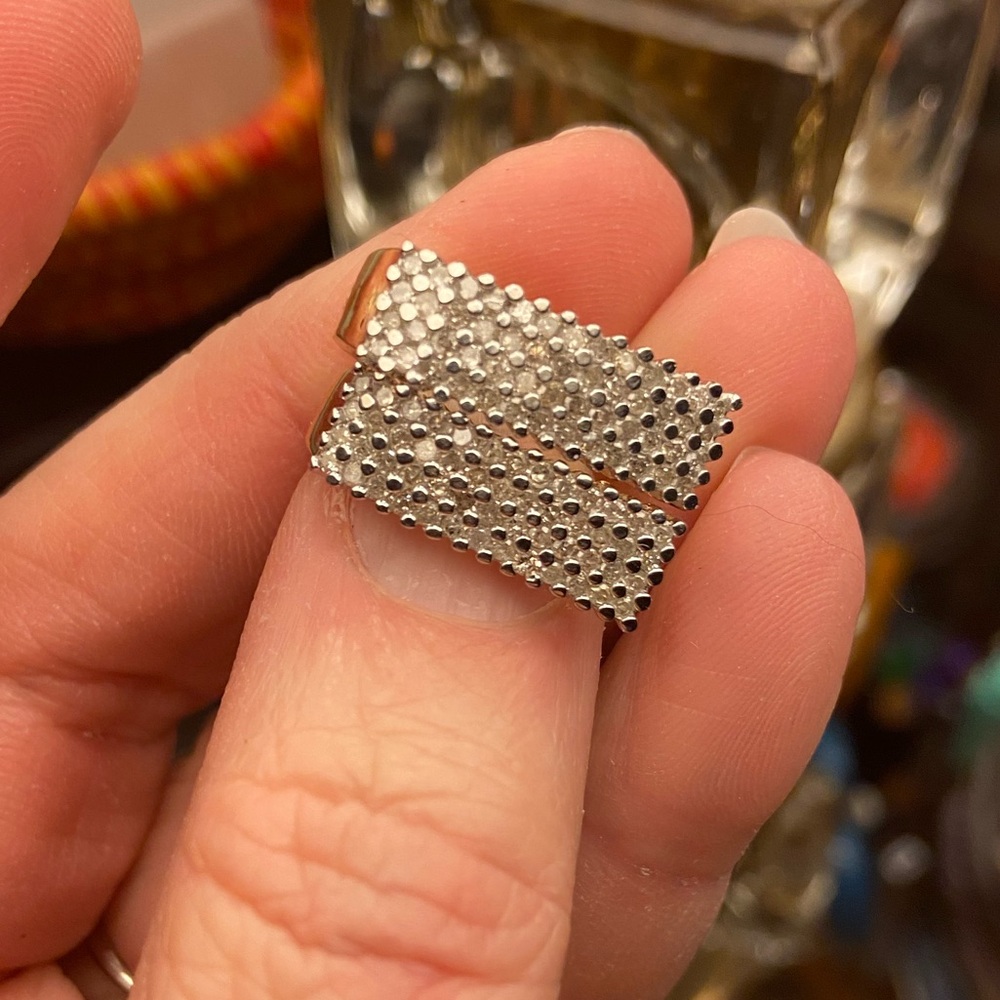 Vintage Custom 10K Yellow Gold 104 Genuine Diamond Four Row Huggie Earrings - Picture 3 of 15